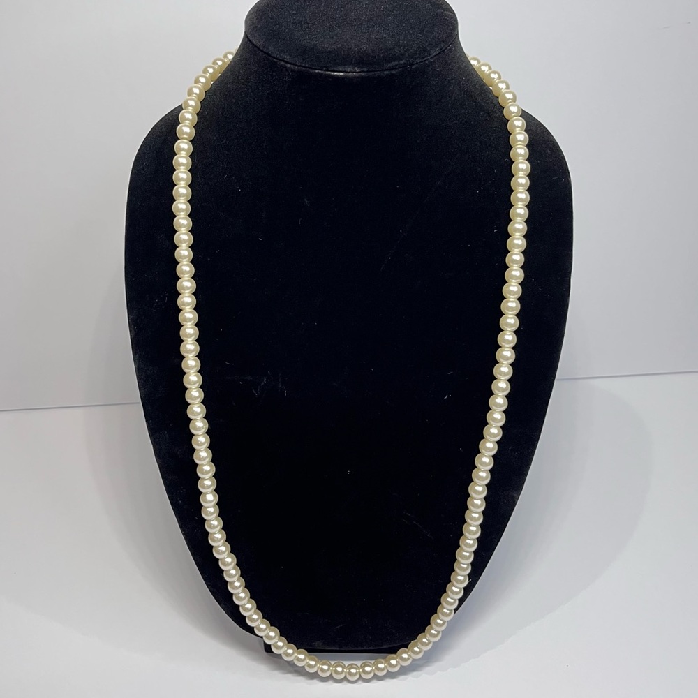 32” Classic White Simulated Pearl Necklace